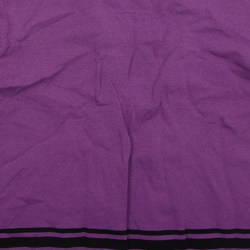 Bonmarché Womens Purple Square Neck Striped Viscose Pullover Jumper Size M