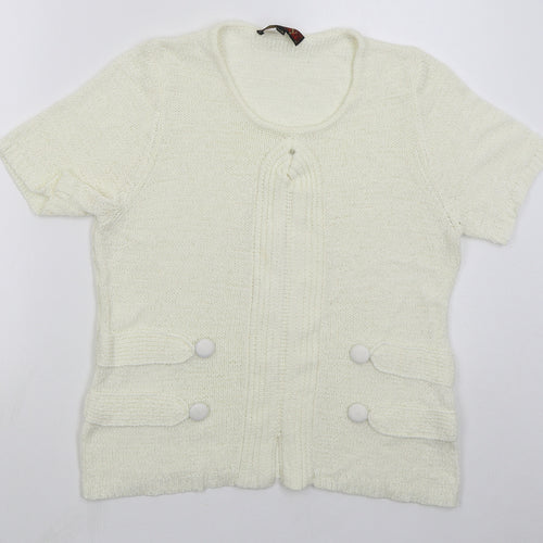 Stephen Womens Ivory Round Neck Acrylic Pullover Jumper Size L