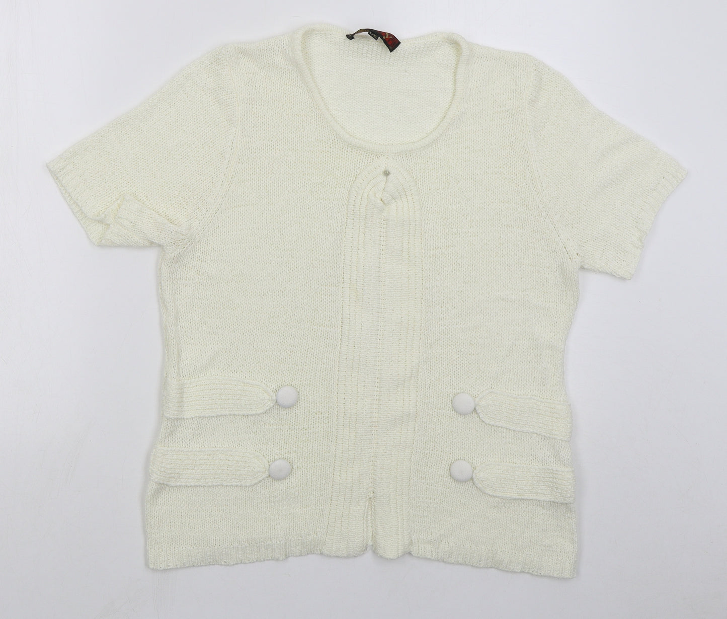 Stephen Womens Ivory Round Neck Acrylic Pullover Jumper Size L