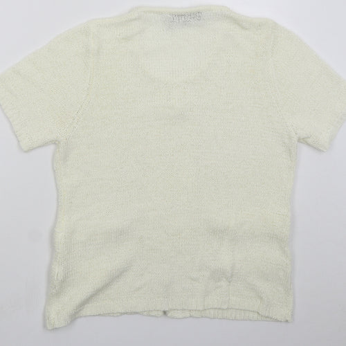 Stephen Womens Ivory Round Neck Acrylic Pullover Jumper Size L