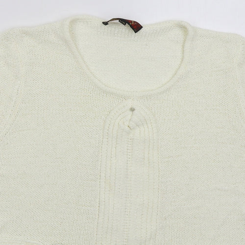 Stephen Womens Ivory Round Neck Acrylic Pullover Jumper Size L