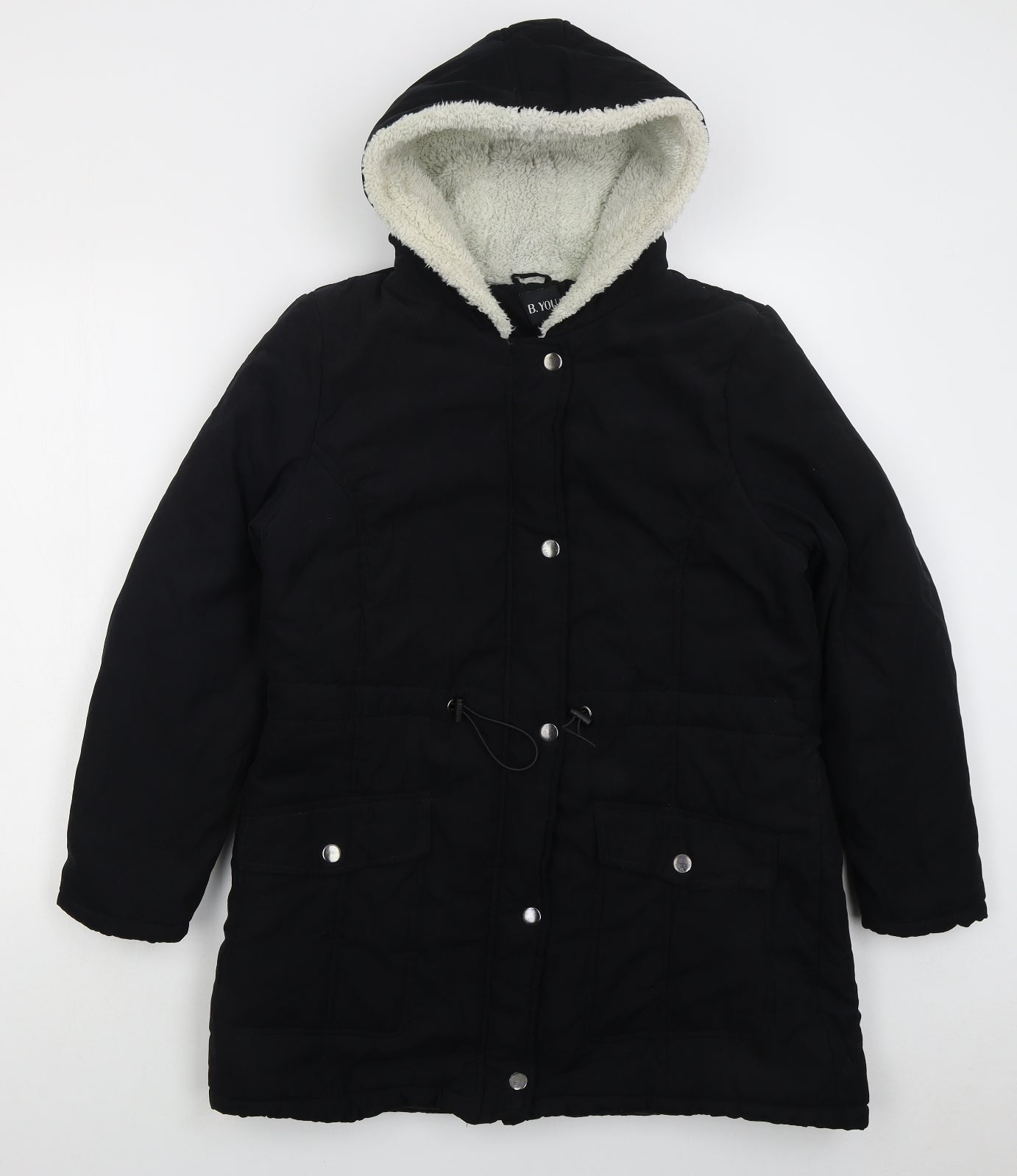 B You Womens Black Parka Coat Size 16 Zip