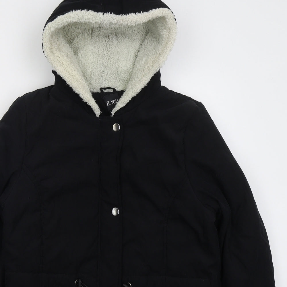 B You Womens Black Parka Coat Size 16 Zip