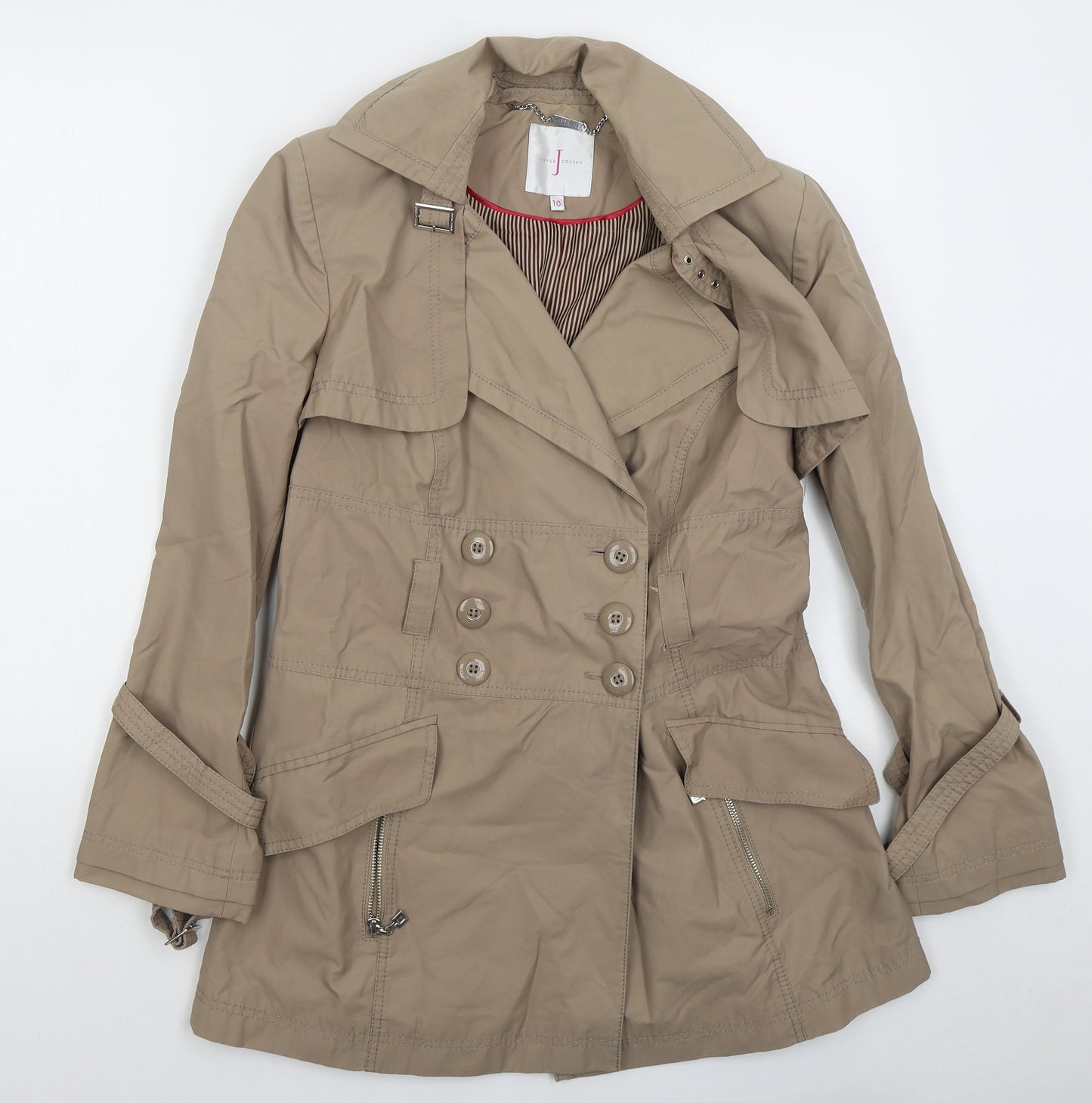 Jasper COnrab Womens Beige Trench Coat Coat Size 10 Button