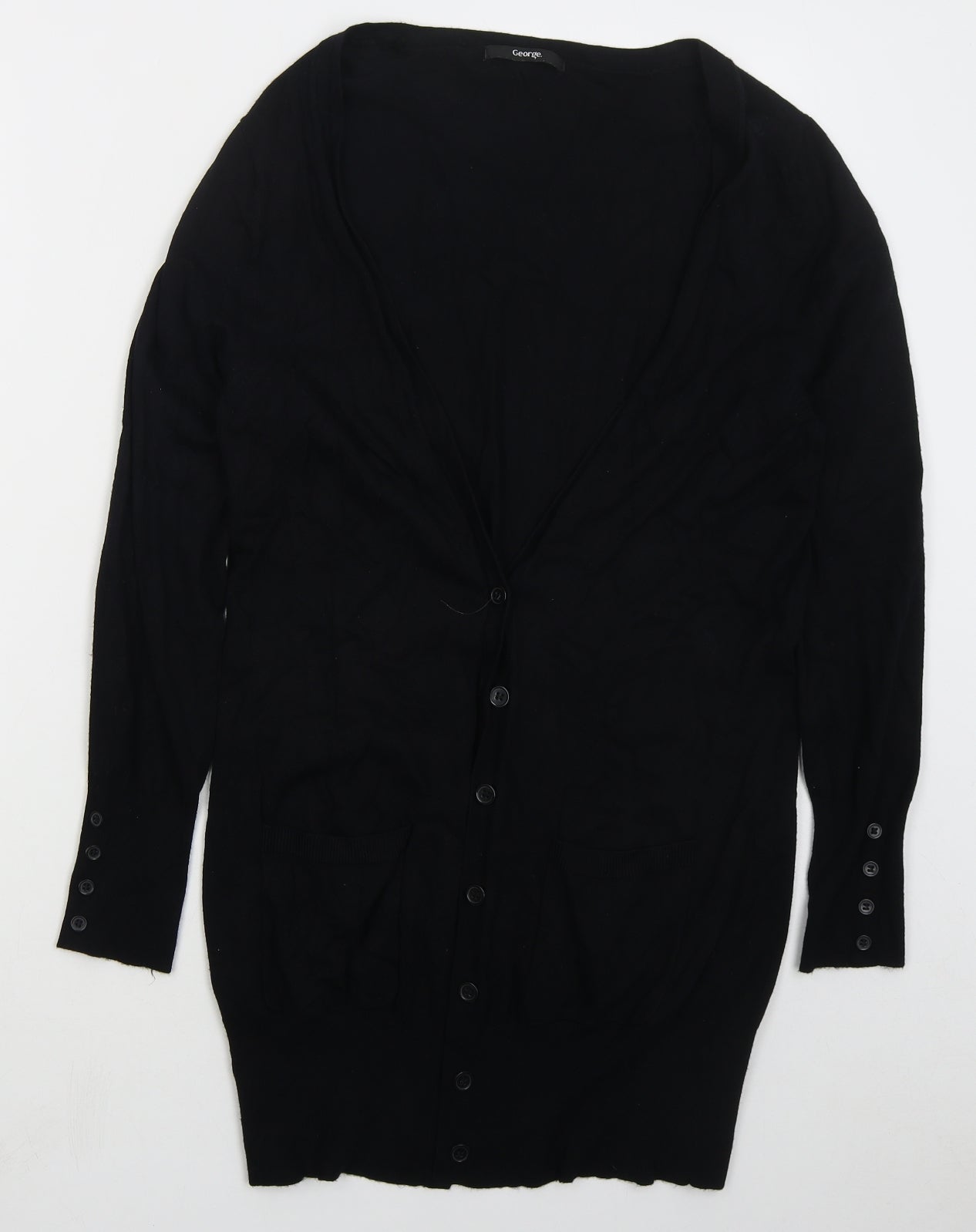 George Womens Black V-Neck Viscose Cardigan Jumper Size 14