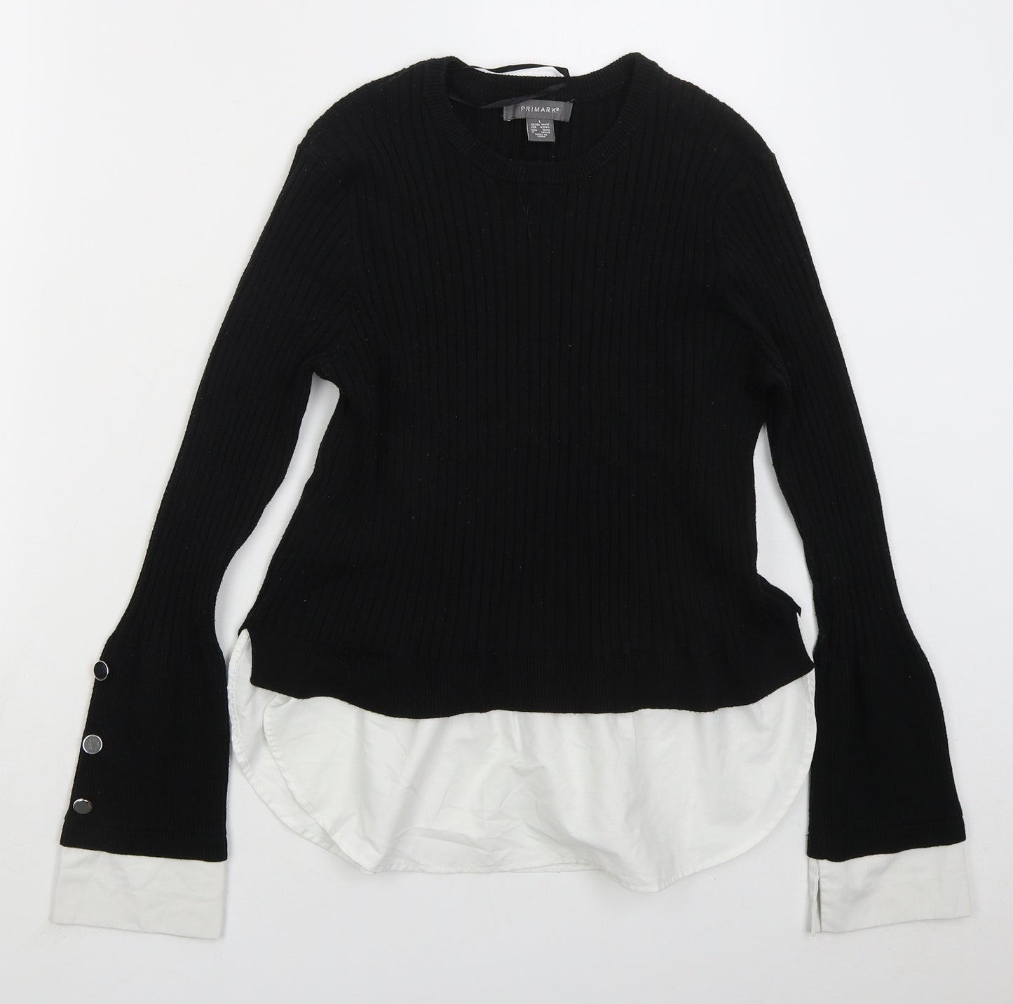 Primark Womens Black Crew Neck Cotton Pullover Jumper Size 14