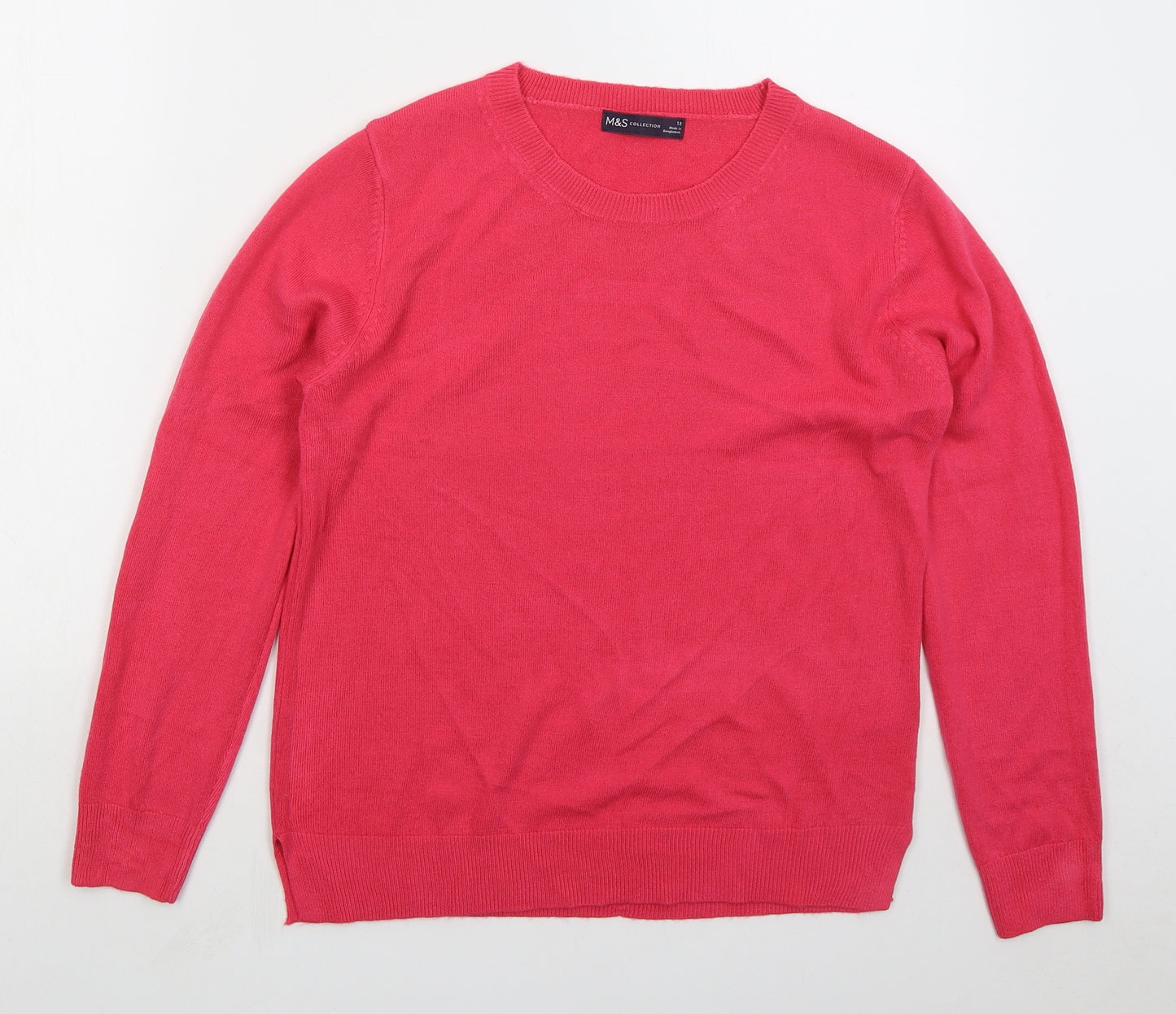 Primark Womens Pink Crew Neck Acrylic Pullover Jumper Size 10