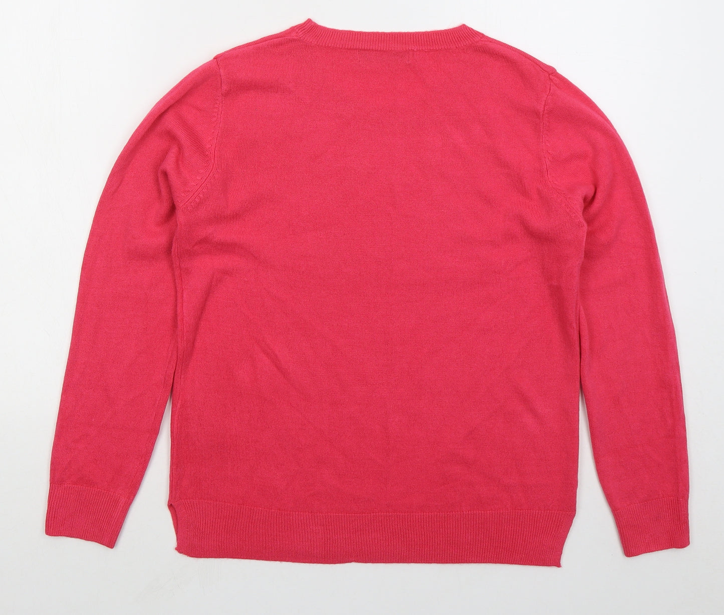 Primark Womens Pink Crew Neck Acrylic Pullover Jumper Size 10