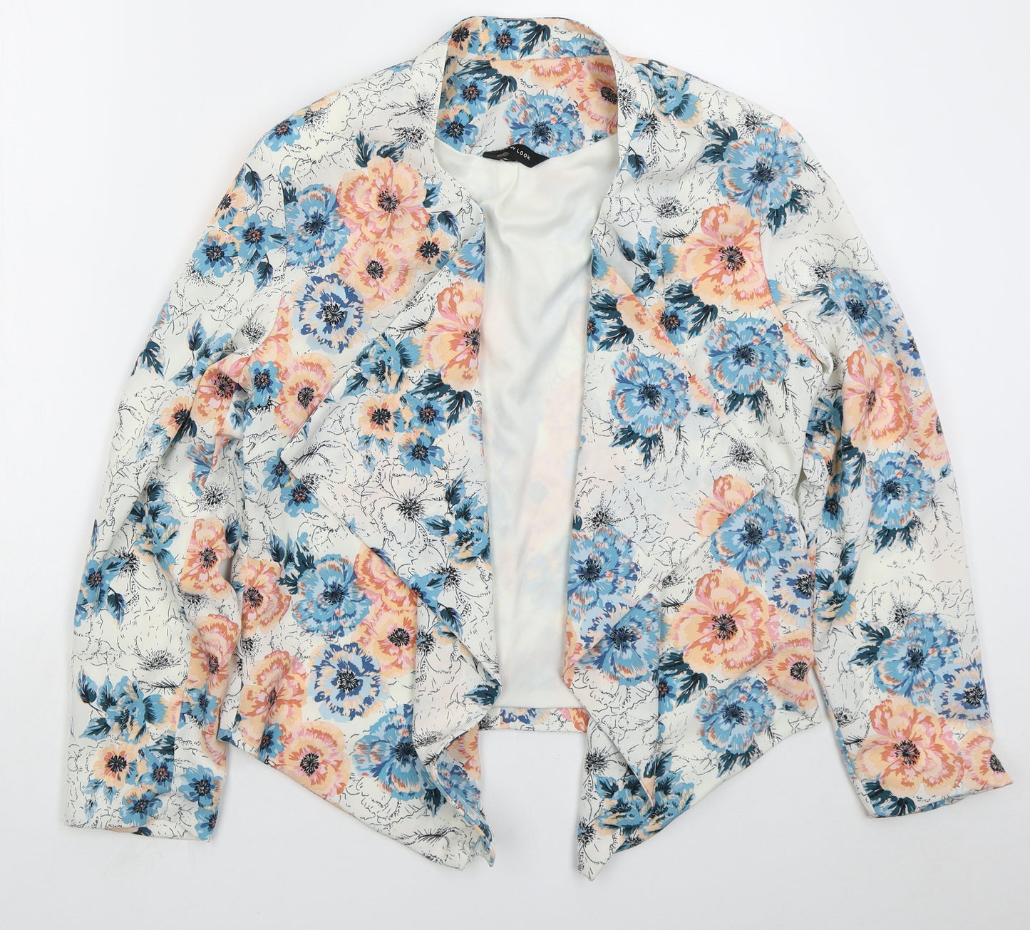 New Look Womens White Floral Jacket Size 16