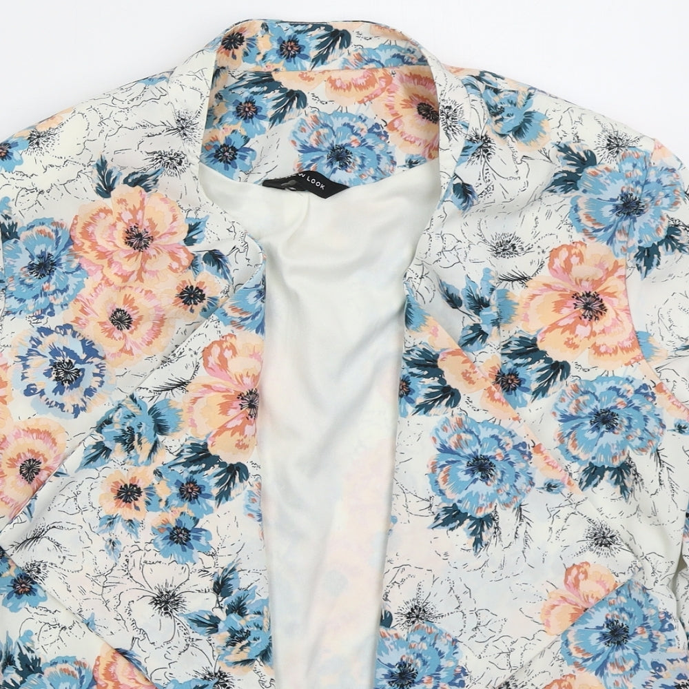 New Look Womens White Floral Jacket Size 16