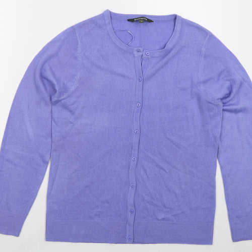 Bonmarché Womens Purple Crew Neck Acrylic Cardigan Jumper Size 12