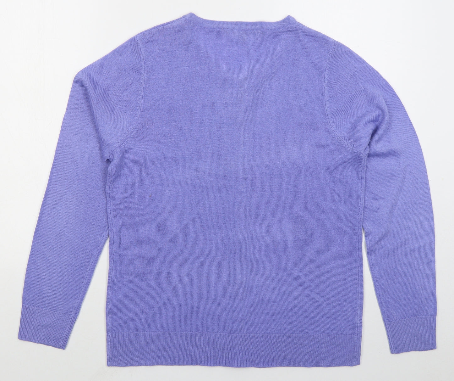 Bonmarché Womens Purple Crew Neck Acrylic Cardigan Jumper Size 12