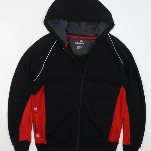 PB Sport Mens Black Cotton Full Zip Hoodie Size M - Red