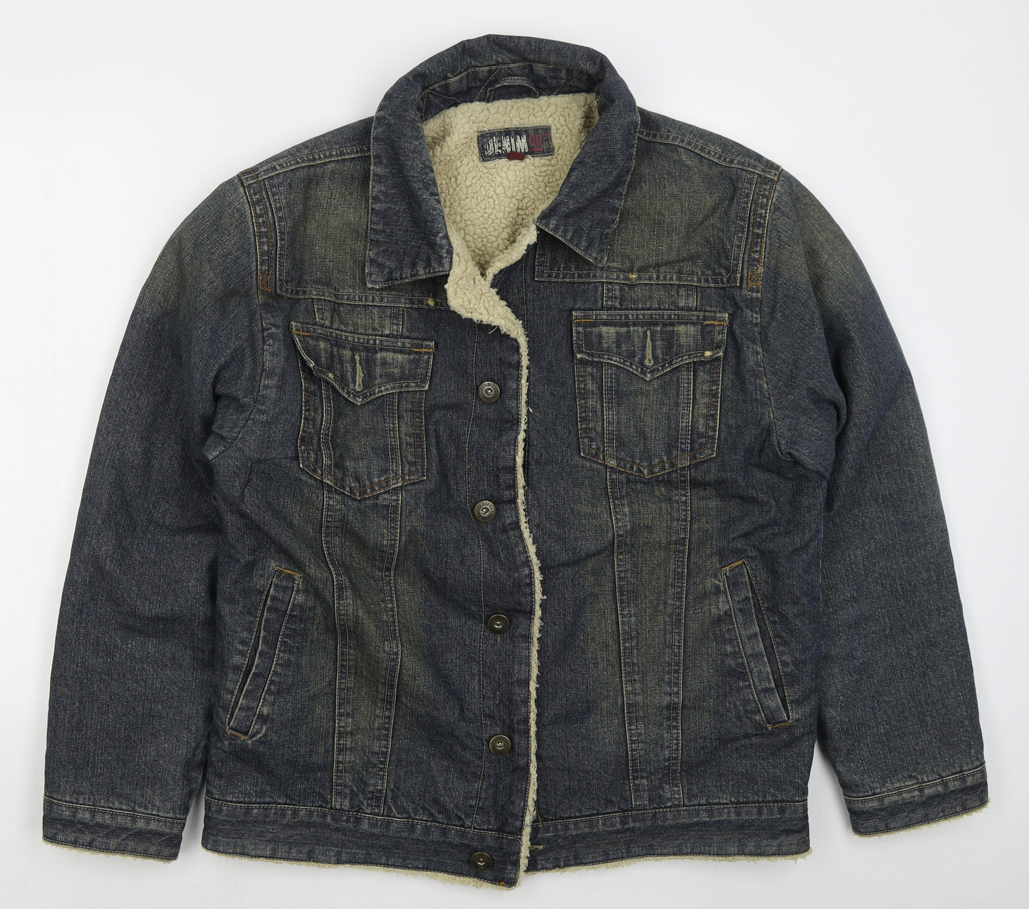 Denim Co Mens Blue Jacket Size L Button