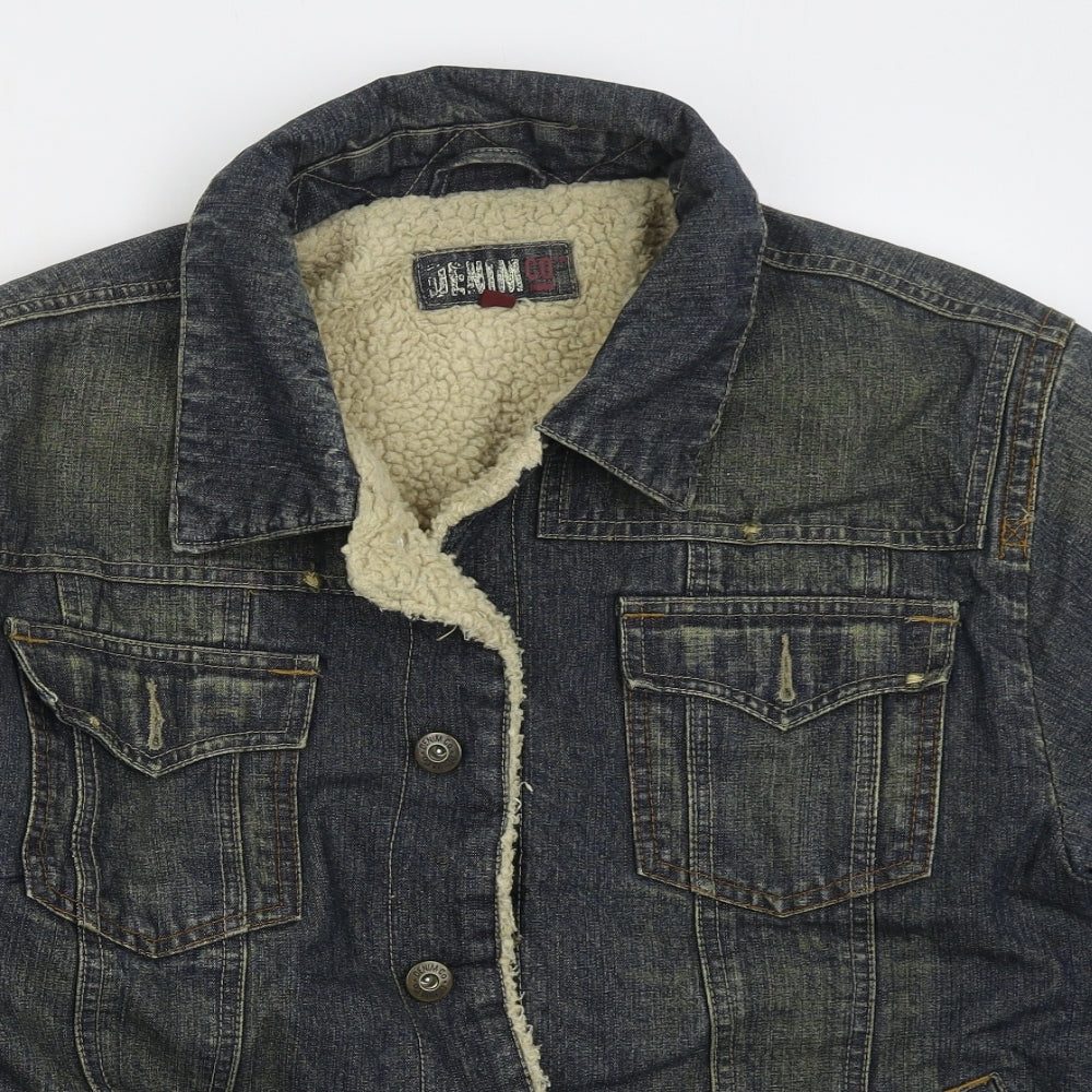 Denim Co Mens Blue Jacket Size L Button