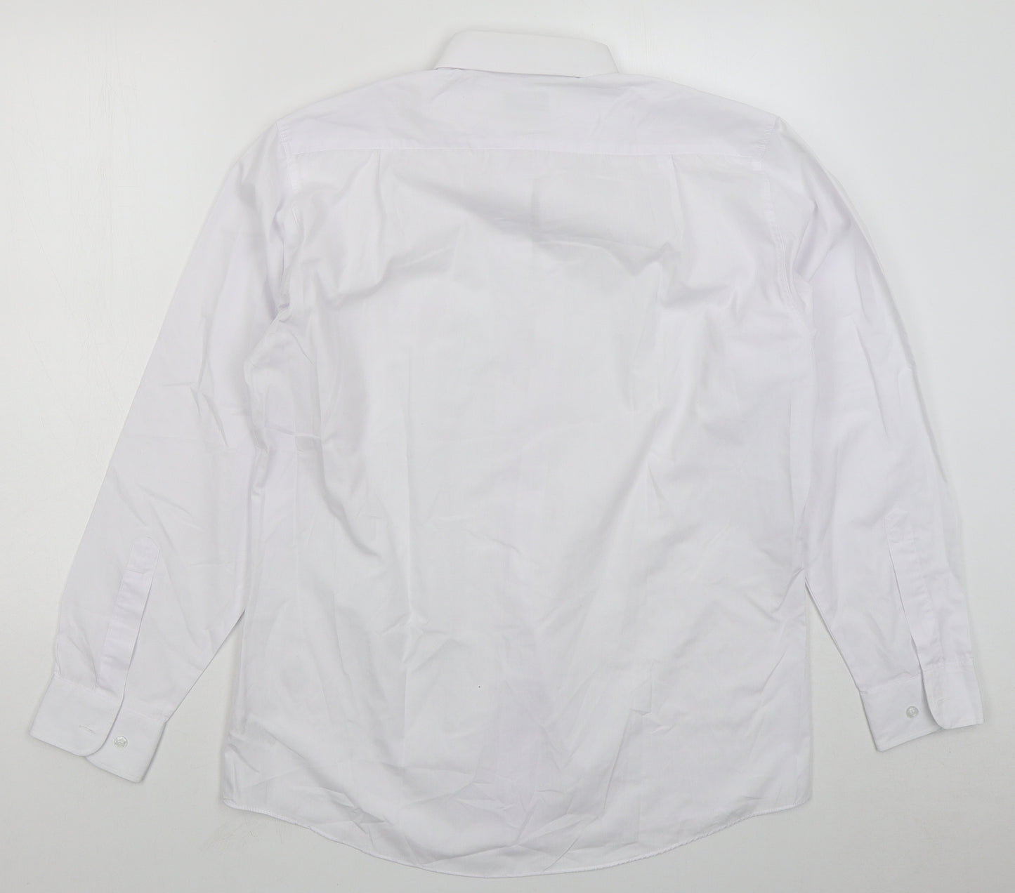 St Bernard Mens White Polyester Dress Shirt Size 15.5 Collared Button