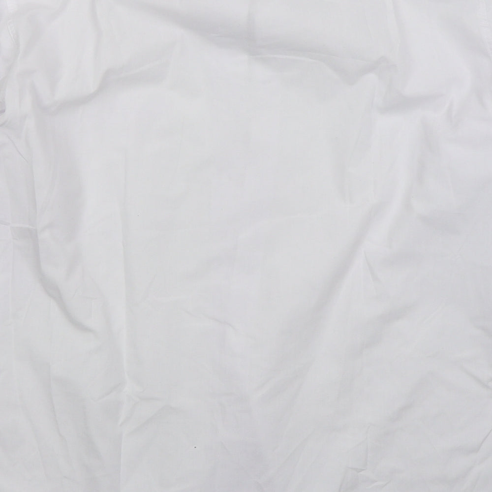 St Bernard Mens White Polyester Dress Shirt Size 15.5 Collared Button