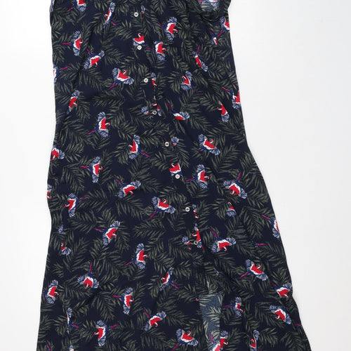 Yessica Womens Green Floral Polyester A-Line Size 8 Collared