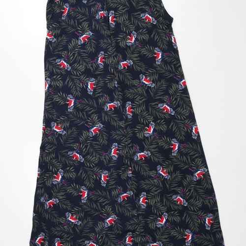 Yessica Womens Green Floral Polyester A-Line Size 8 Collared