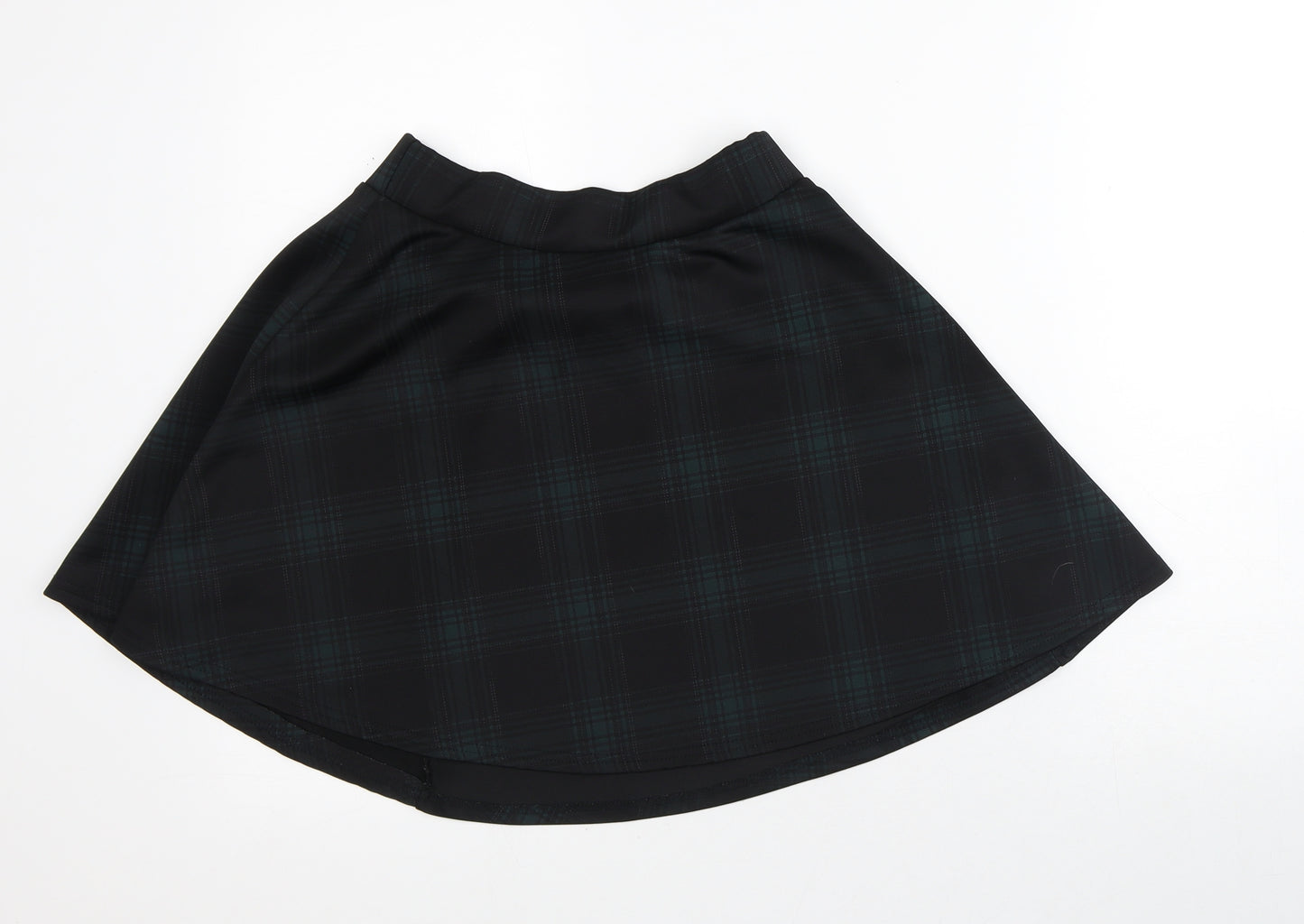 Boohoo Womens Black Plaid Polyester A-Line Skirt Size 12