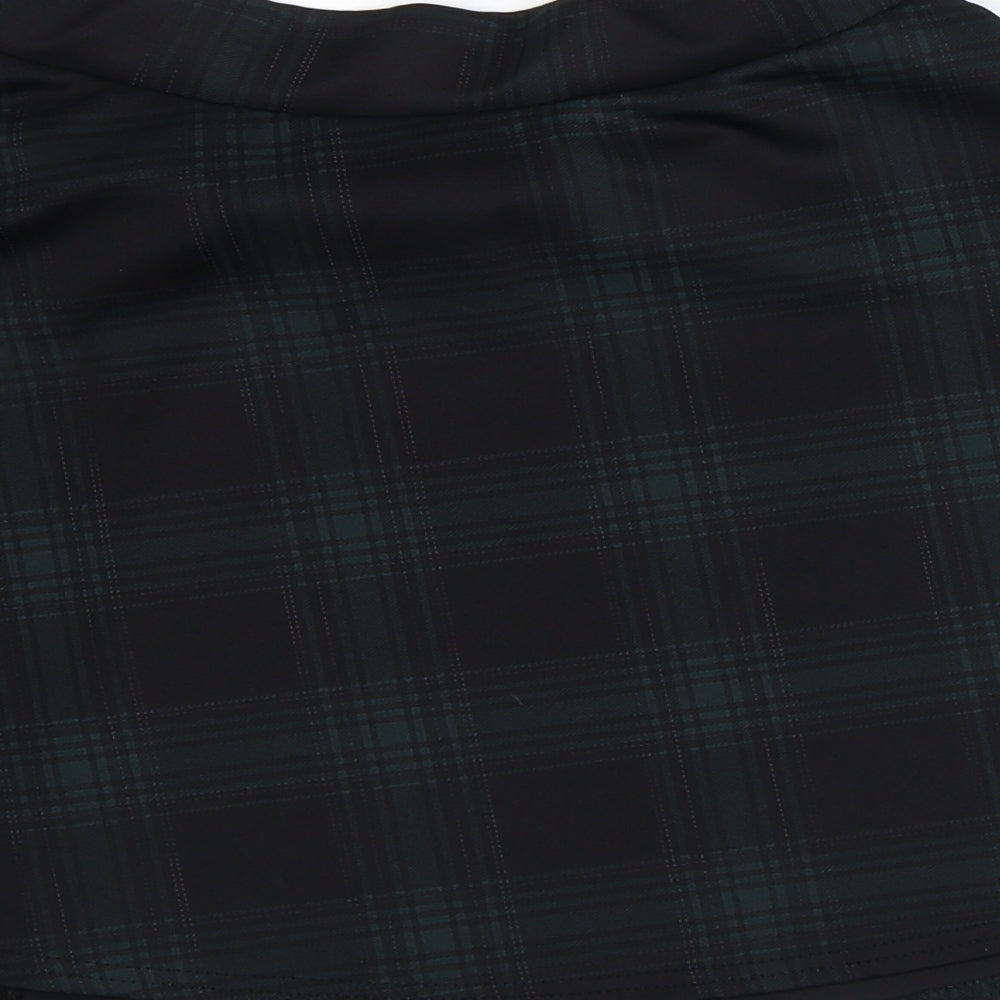 Boohoo Womens Black Plaid Polyester A-Line Skirt Size 12