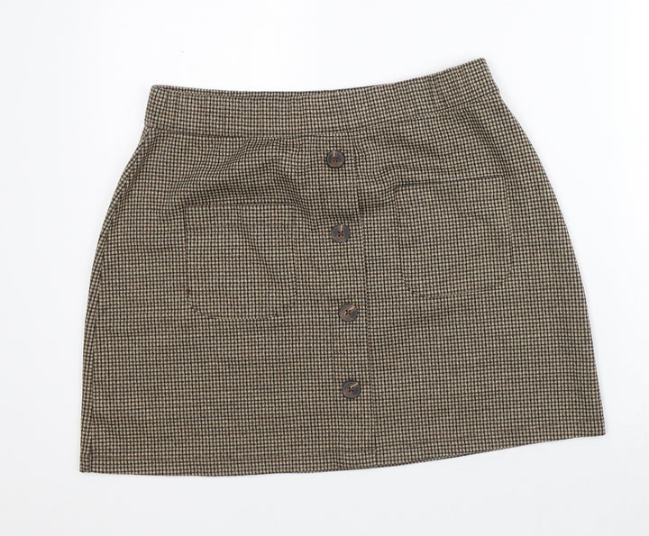 JDY Womens Brown Geometric Polyester Straight & Pencil Skirt Size L