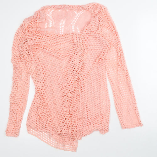 Preworn Womens Pink Round Neck Viscose Cardigan Jumper Size S