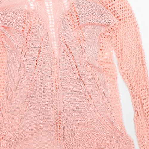 Preworn Womens Pink Round Neck Viscose Cardigan Jumper Size S