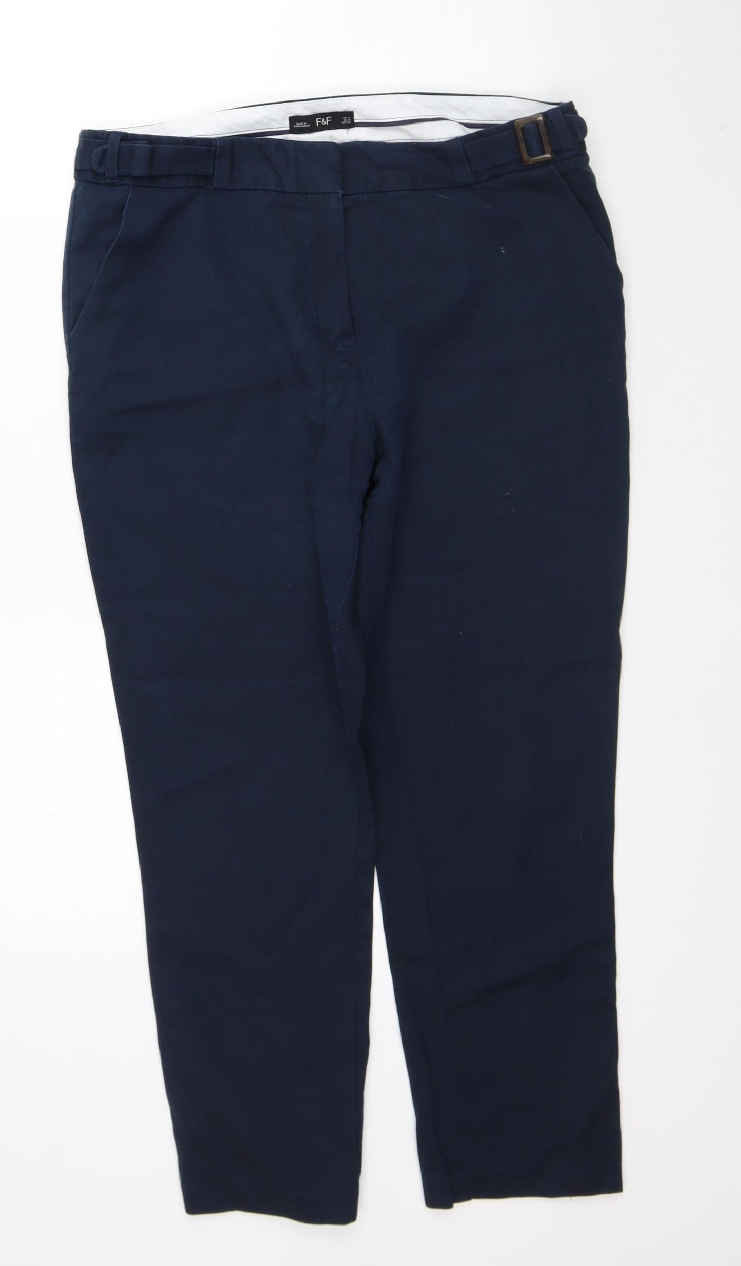F&F Womens Blue Polyester Capri Trousers Size 14 L25 in Regular