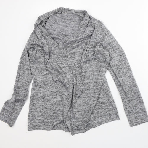 Mr Max Womens Grey Round Neck Geometric Polyester Cardigan Jumper Size S