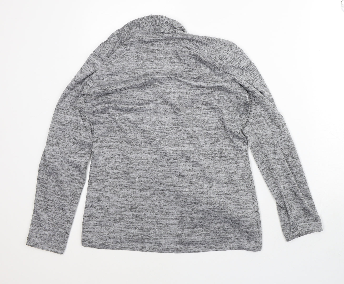 Mr Max Womens Grey Round Neck Geometric Polyester Cardigan Jumper Size S