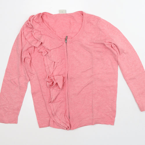Sprit Womens Pink Round Neck Viscose Cardigan Jumper Size S