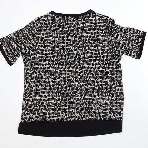 Anne Klein Womens Grey Geometric Polyester Basic T-Shirt Size M Round Neck