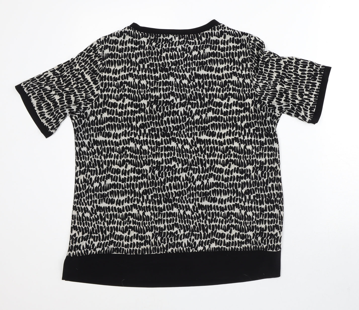 Anne Klein Womens Grey Geometric Polyester Basic T-Shirt Size M Round Neck