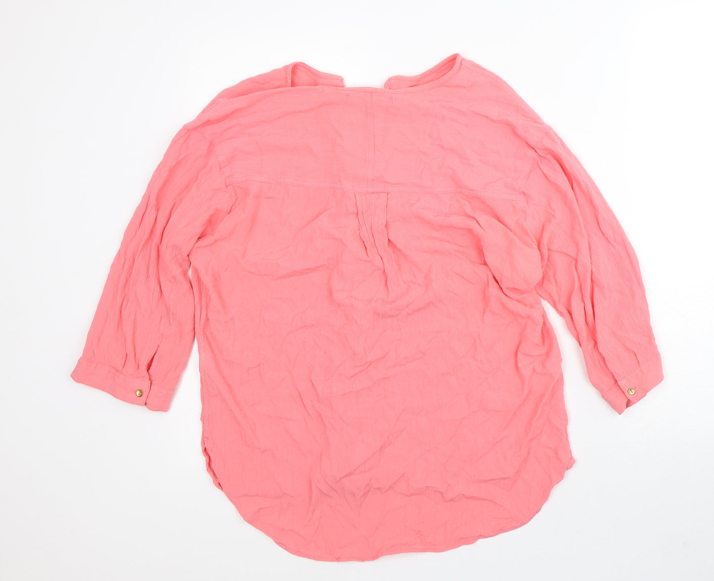 Marks and Spencer Womens Pink Viscose Tunic Blouse Size 16 V-Neck