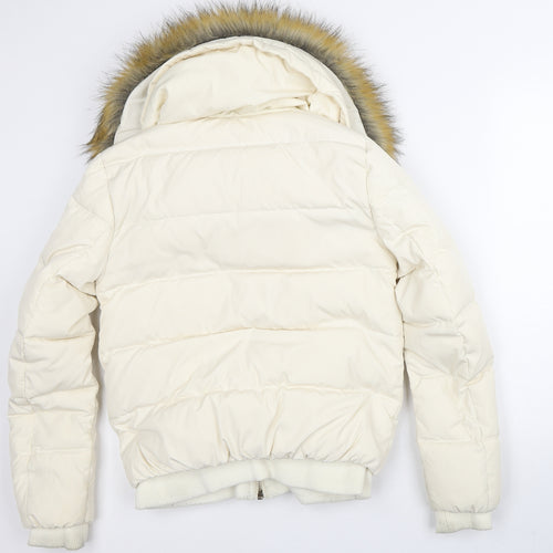 Relish Womens White Quilted Coat Size S - Removable collar