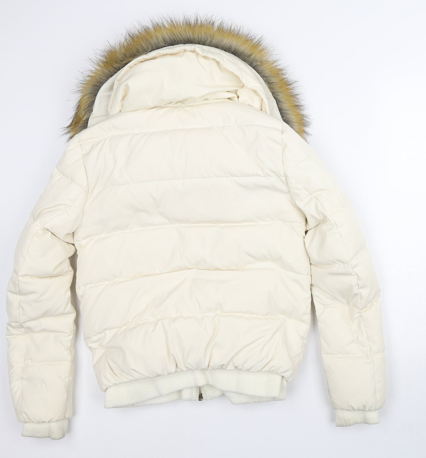 Relish Womens White Quilted Coat Size S - Removable collar