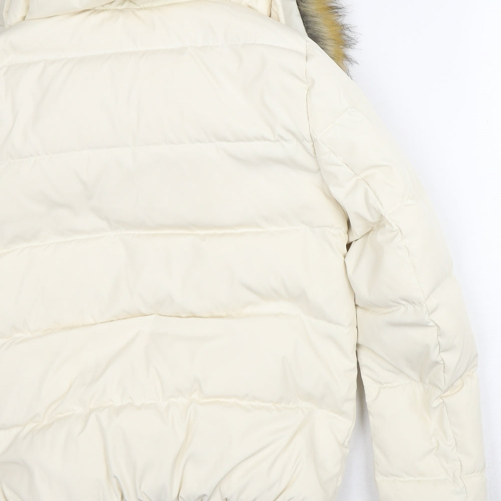 Relish Womens White Quilted Coat Size S - Removable collar