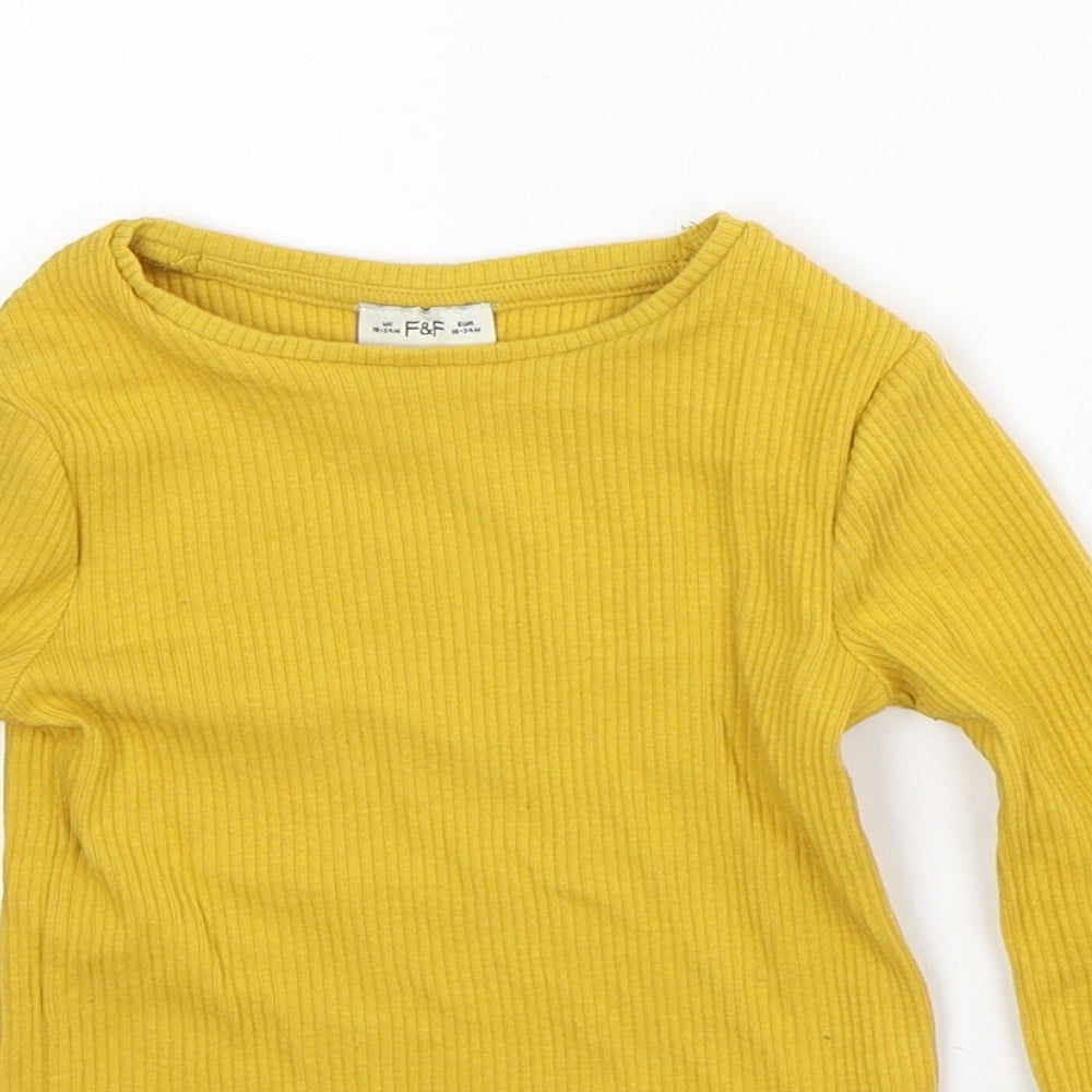 F&F Baby Yellow Cotton Pullover Jumper Size 18-24 Months
