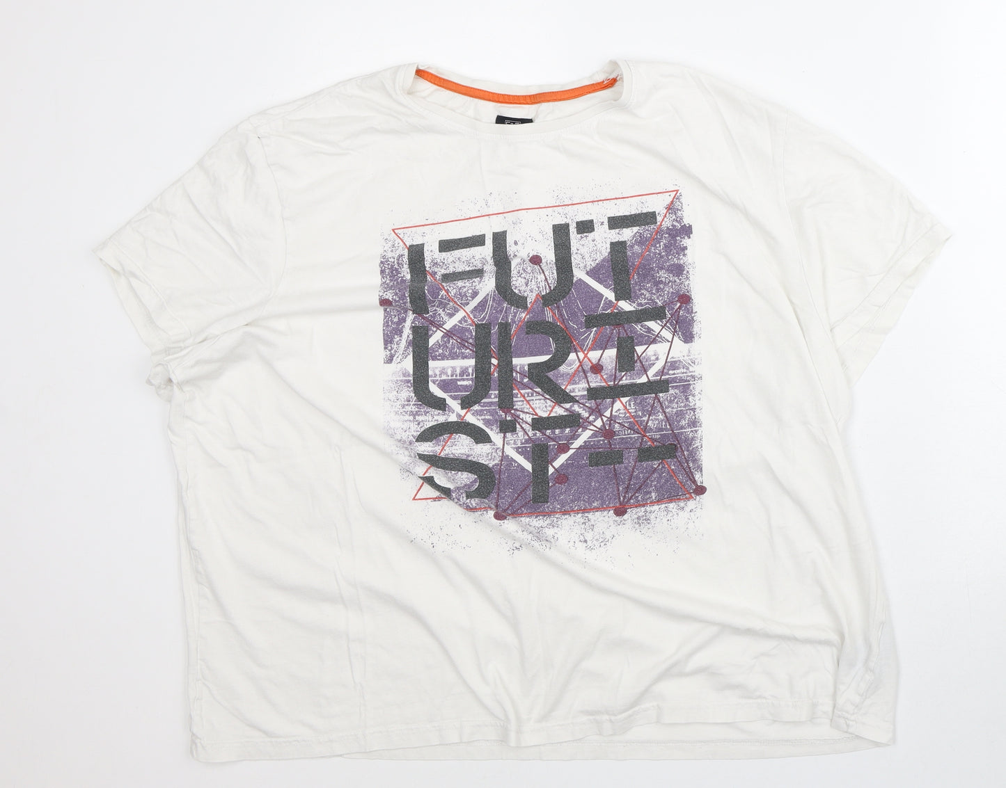 F&F Womens White 100% Cotton Basic T-Shirt Size 3XL Crew Neck