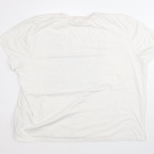 F&F Womens White 100% Cotton Basic T-Shirt Size 3XL Crew Neck