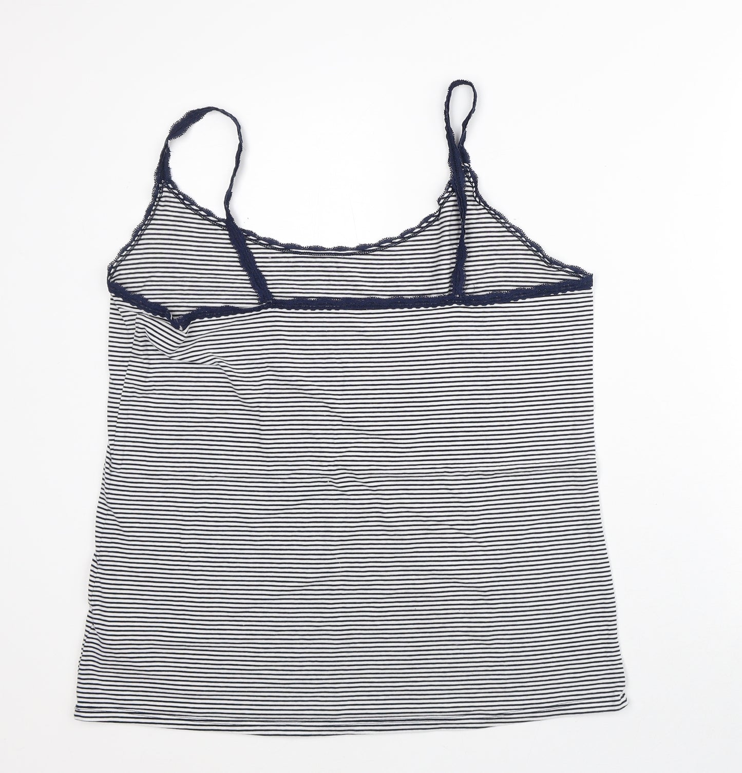 Marks and Spencer Womens White Striped Cotton Basic Tank Size 22 Square Neck