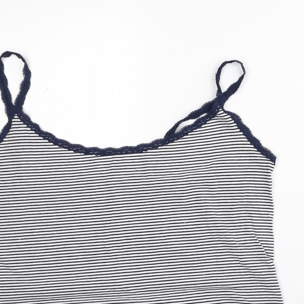 Marks and Spencer Womens White Striped Cotton Basic Tank Size 22 Square Neck