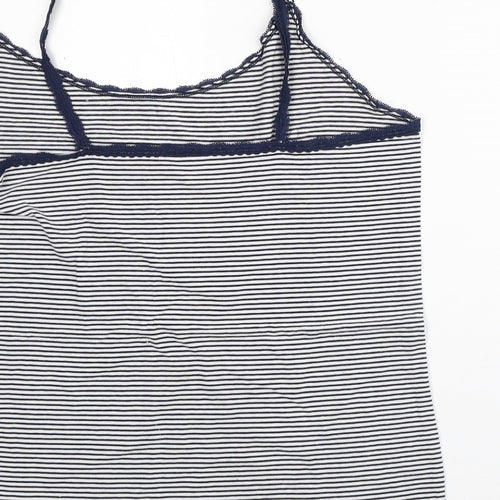 Marks and Spencer Womens White Striped Cotton Basic Tank Size 22 Square Neck