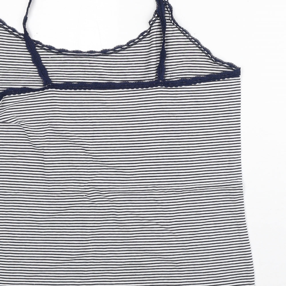 Marks and Spencer Womens White Striped Cotton Basic Tank Size 22 Square Neck