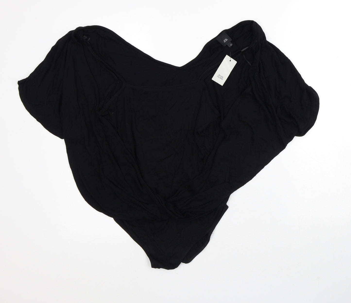 River Island Womens Black Viscose Bodysuit One-Piece Size 12 - Tank And Cardigan Combined