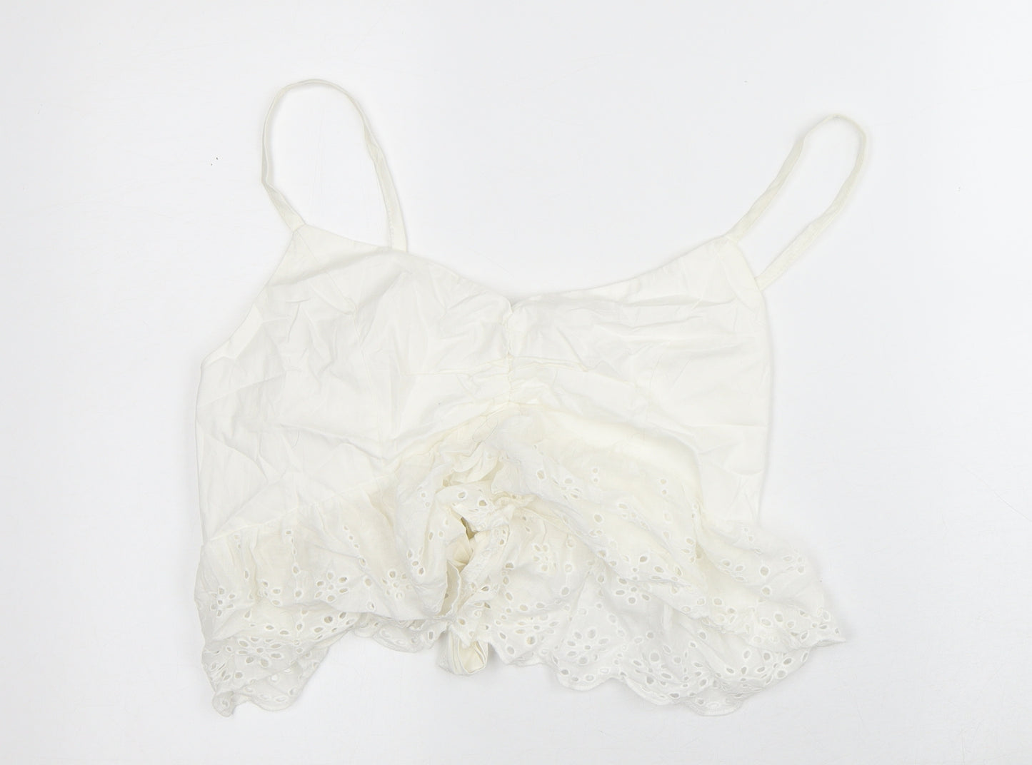 SheIn Womens White 100% Cotton Cropped Tank Size S Sweetheart