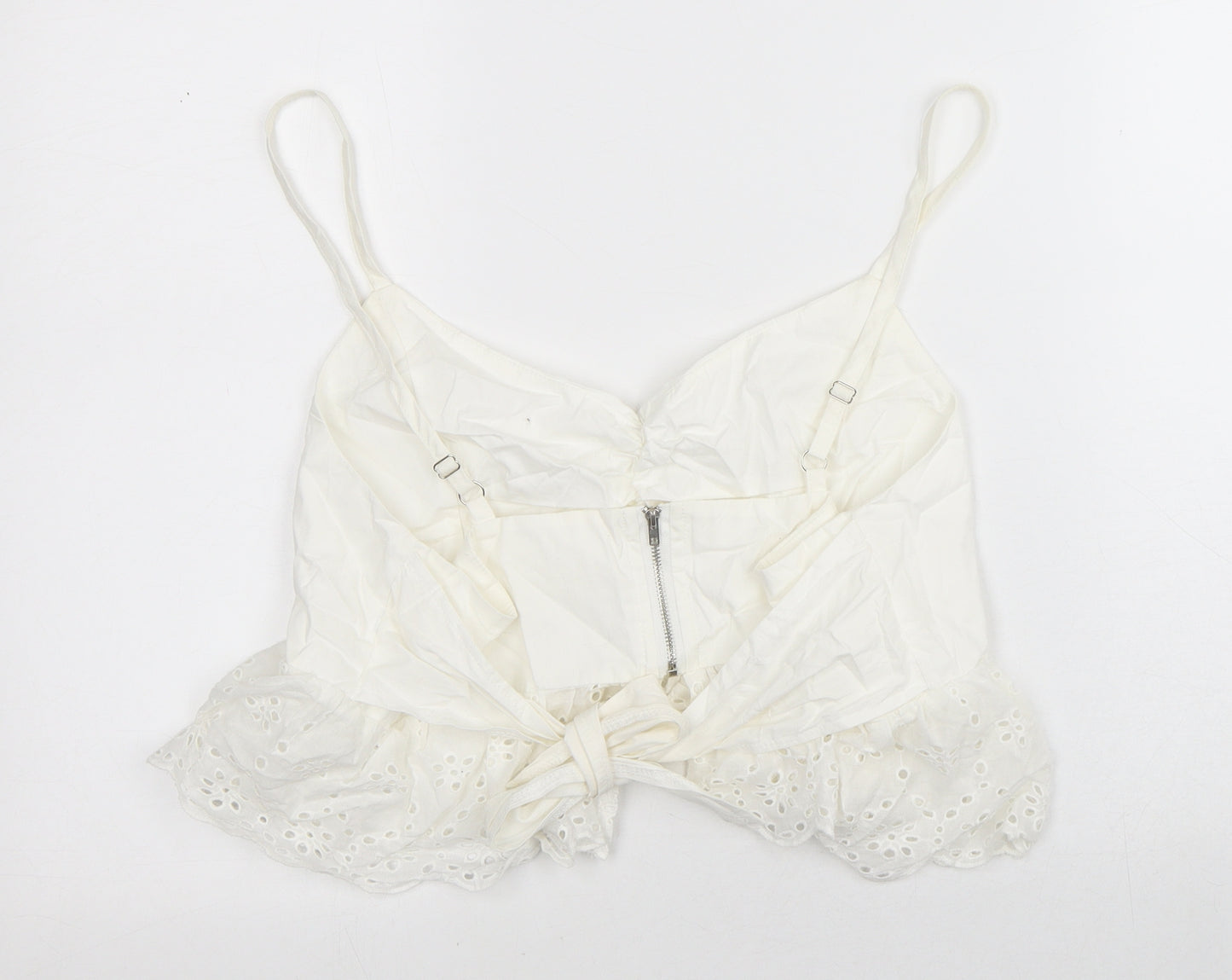 SheIn Womens White 100% Cotton Cropped Tank Size S Sweetheart