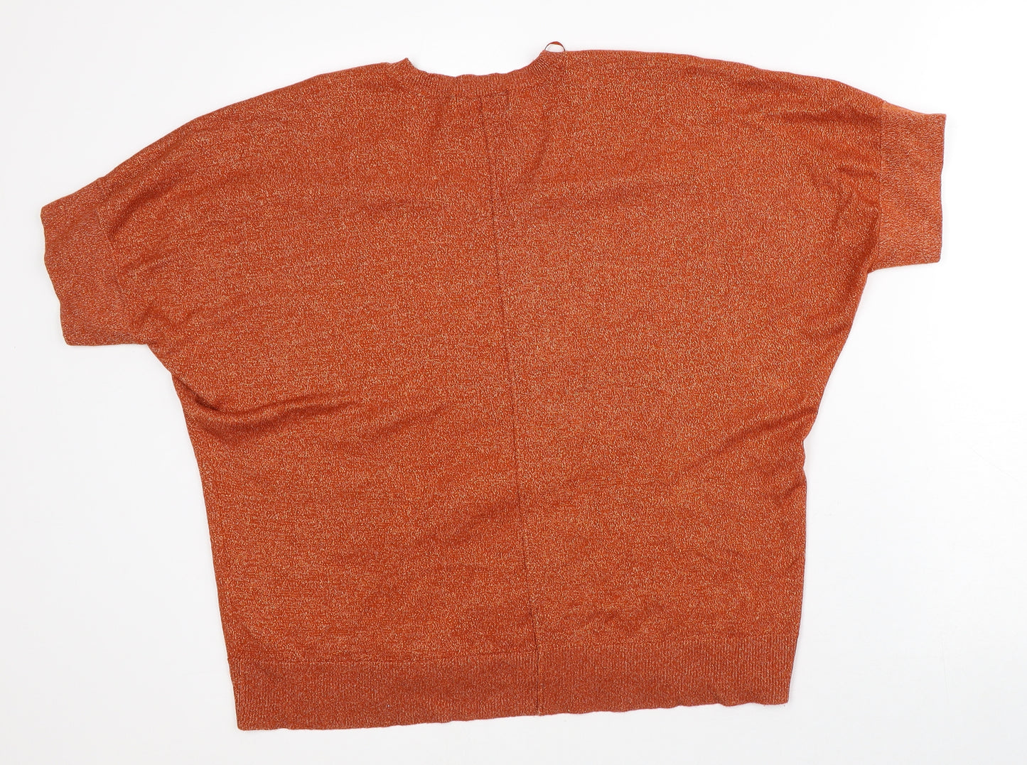 F&F Womens Orange Polyester Basic T-Shirt Size 8 V-Neck