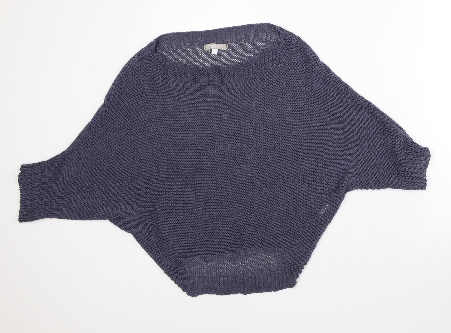 Carina Ricci Womens Purple Round Neck Acrylic Cape Jumper Size S